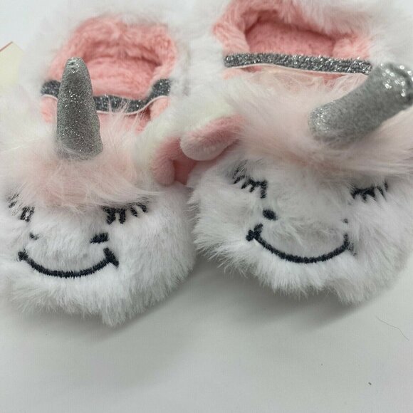 Cat & Jack infant/Toddler Plush Unicorn Slippers With Strap-White-Size 2T/3T-NWT - Picture 2 of 5